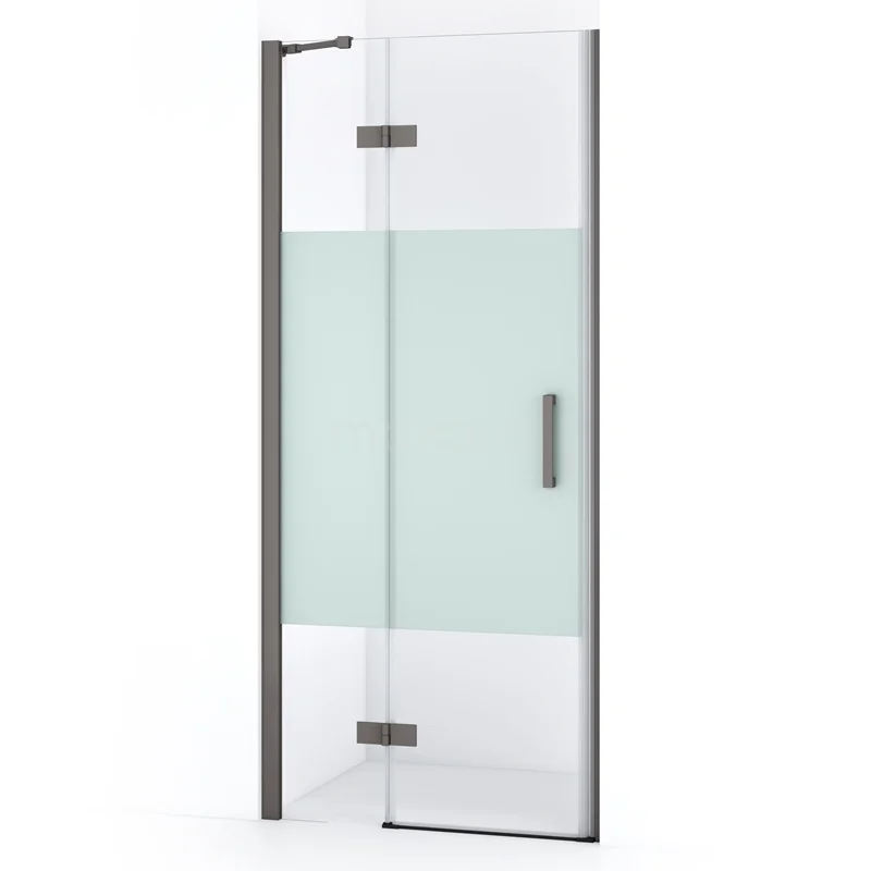 Diamond Shower door | 80 cm Black metal Clear with matt strip Pivot door DDB21351213ZMN