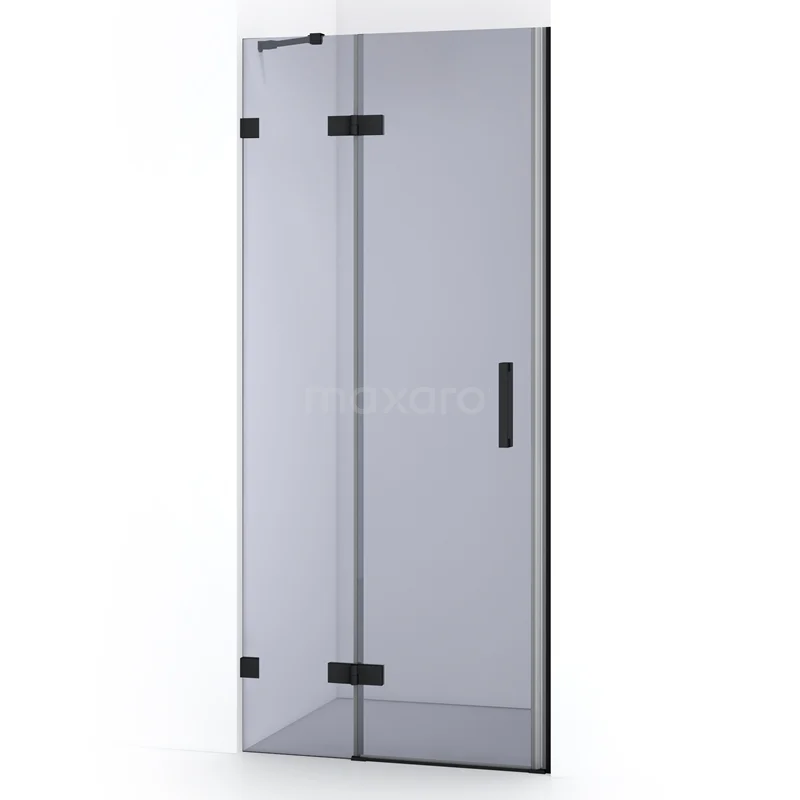 Duschtür Diamond 80cm Rauchglas Sicherheitsglas Matt Schwarz DDB21351221MB Duschtür aus Klarglas mit schwarzen Scharnieren und Haltegriff, modernes Design für ein stilvolles Badezimmer.