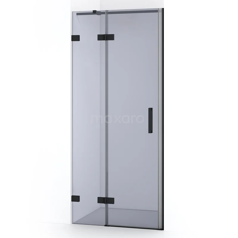 Diamond Shower door | 80 cm Matte black Smoke glass Pivot door DDB21351321MB