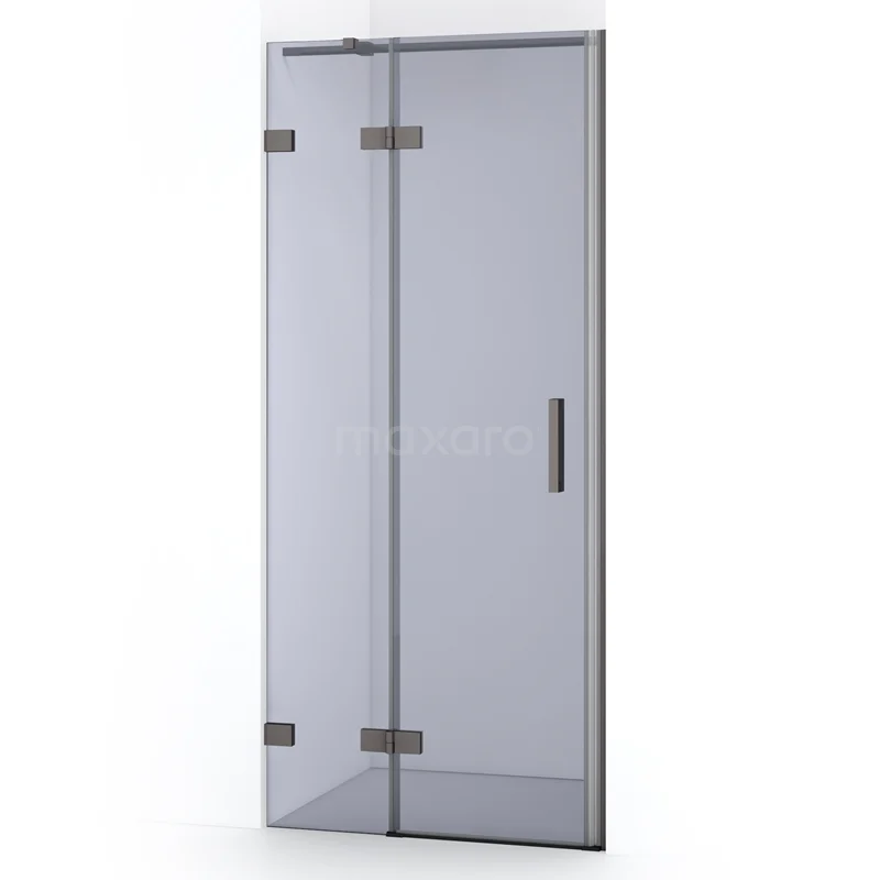 Diamond Shower door | 80 cm Black metal Smoke glass Pivot door DDB21351321ZM
