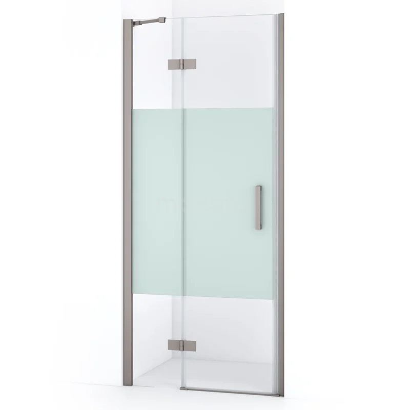 Diamond Shower door | 80 cm Stainless steel Clear with matt strip Pivot door DDB21352213BR
