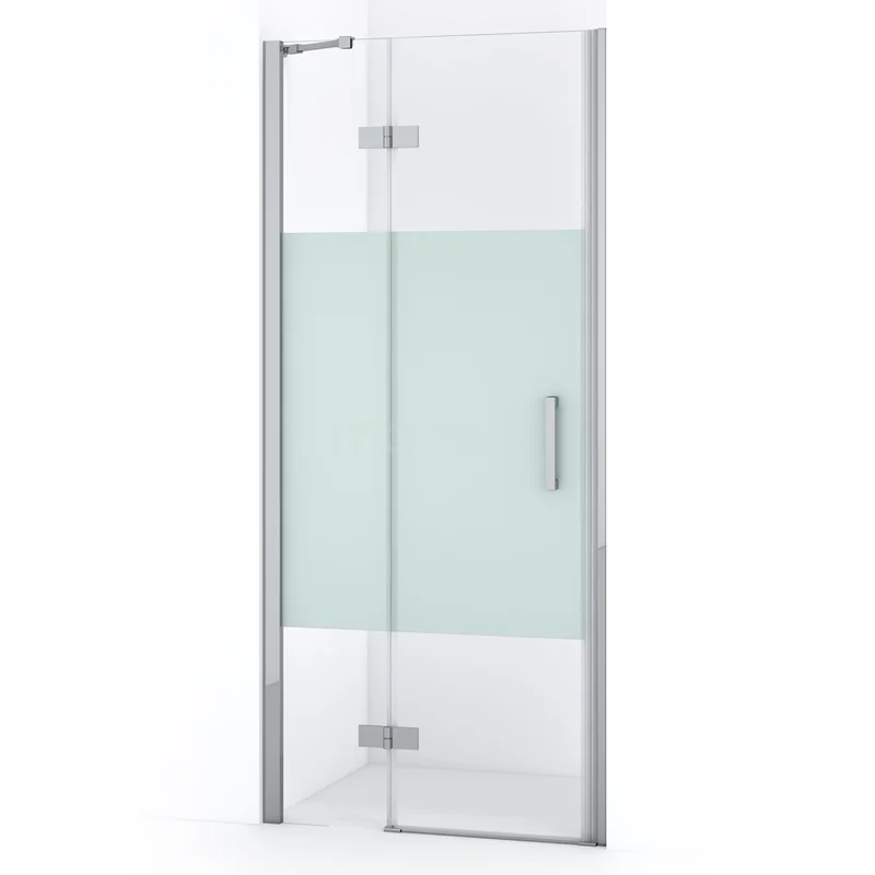 Diamond Shower door | 80 cm Chrome Clear with matt strip Pivot door DDB21352213C