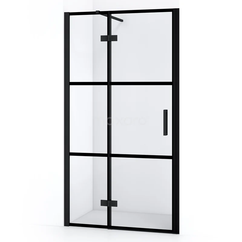 Duschtür Diamond 100cm aus klarem Sicherheitsglas mit schwarzen Streifen Matt Schwarz DDB21461118MB Schwarze Duschtür mit matt schwarzen Profilen und Klarglas, industrielles Design, perfekte Ergänzung für ein modernes Badezimmer.