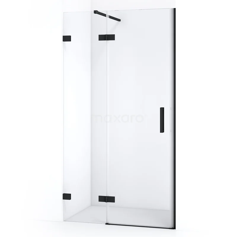 Duschtür Diamond 90cm Klar Sicherheitsglas Matt Schwarz DDB21361120MB Moderne Glastür für die Dusche mit schwarzen Scharnieren, minimalistisches Design; perfekt für ein stilvolles Badezimmer.