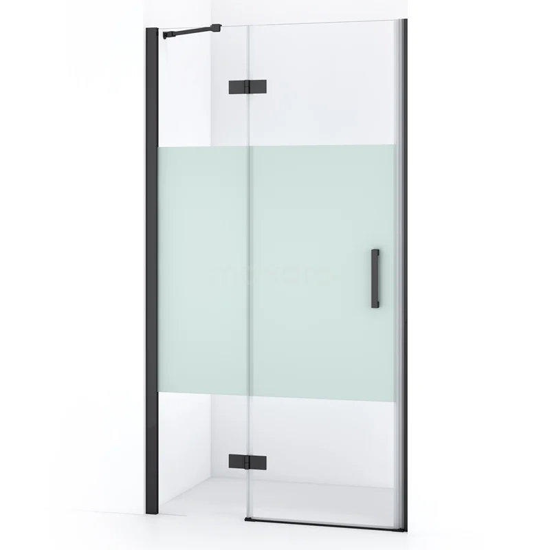 Diamond Shower door | 90 cm Black chrome Clear with matt strip Pivot door DDB21361213BCN