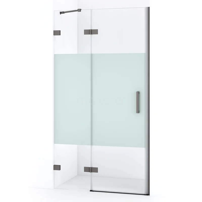 Diamond Shower door | 90 cm Black metal Clear with matt strip Pivot door DDB21361223ZM