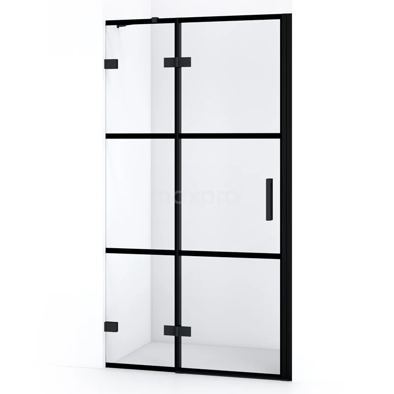 Diamond Shower door | 100 cm Matte black Clear with 4 black stripes Pivot door DDB21461228MB