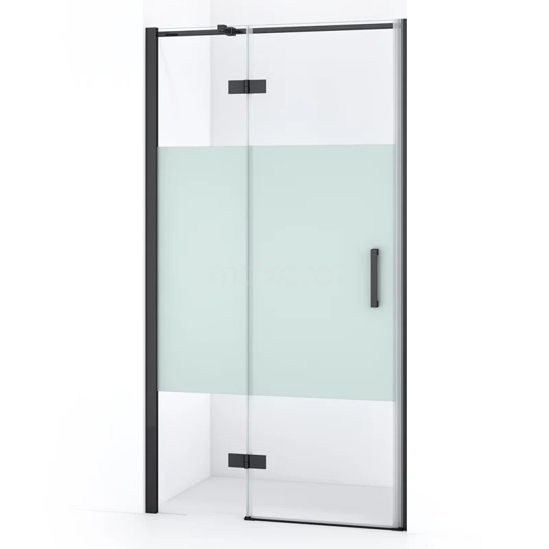 Diamond Shower door | 100 cm Black chrome Clear with matt strip Pivot door DDB21461313BCN