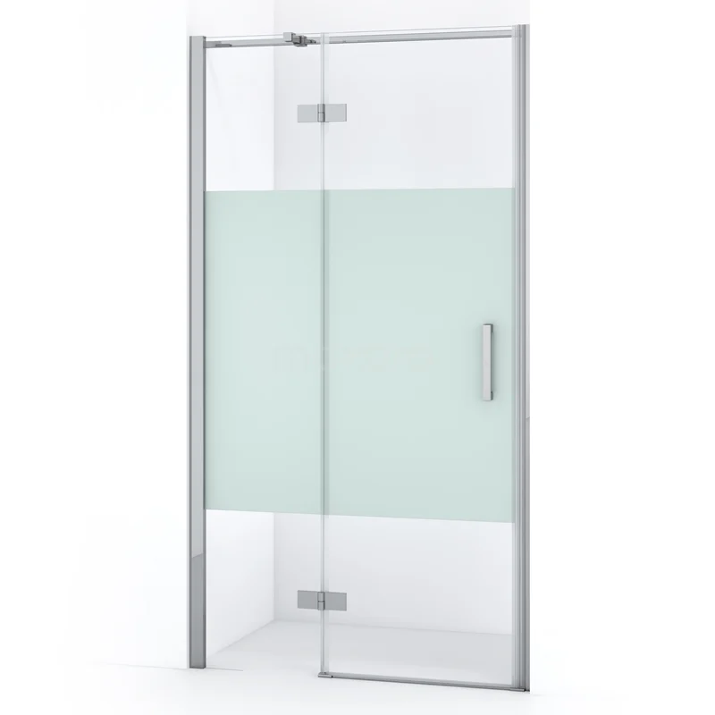 Diamond Shower door | 100 cm Chrome Clear with matt strip Pivot door DDB21461313C