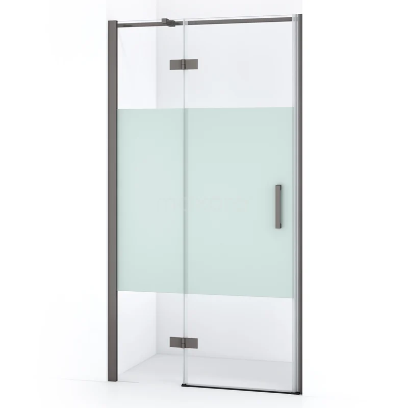 Diamond Shower door | 100 cm Black metal Clear with matt strip Pivot door DDB21461313ZMN