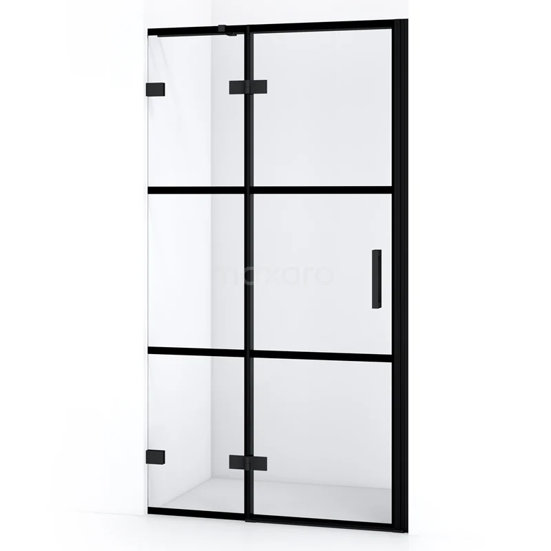 Duschtür Diamond 90cm aus klarem Sicherheitsglas mit schwarzen Streifen Matt Schwarz DDB21361328MB Schwarze industrielle Glas-Duschwand mit Aluminiumrahmen, geeignet für moderne Badezimmer, Serie mit minimalistischem Design.