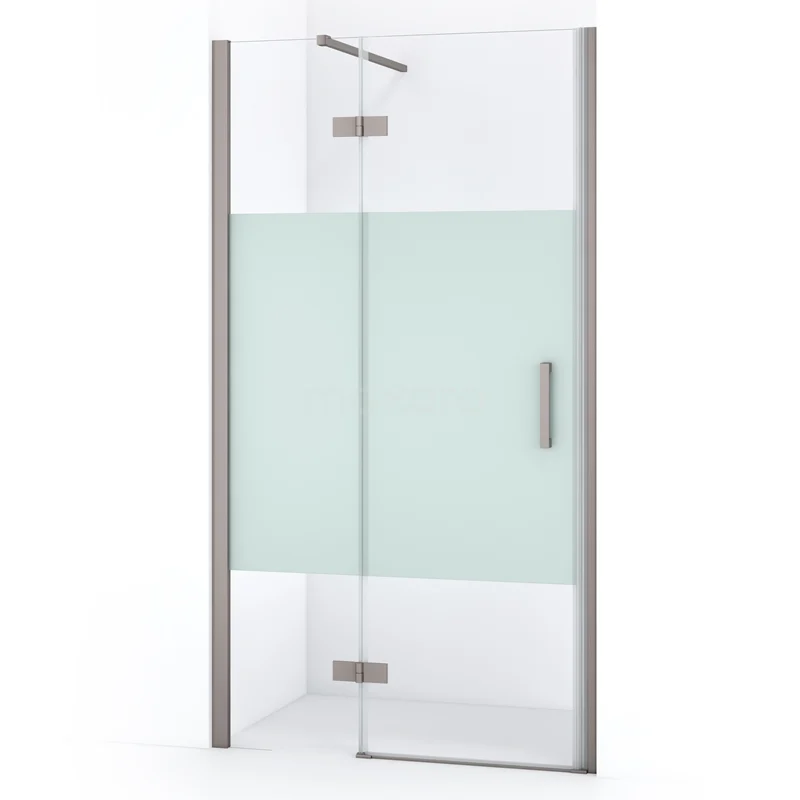 Diamond Shower door | 90 cm Stainless steel Clear with matt strip Pivot door DDB21362113BR