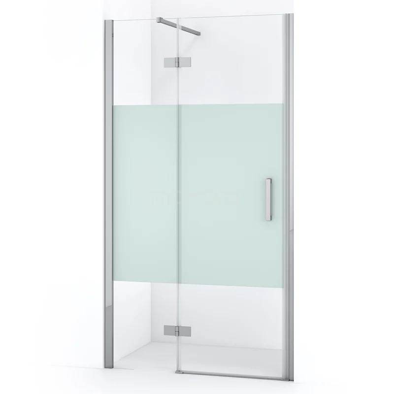 Diamond Shower door | 90 cm Chrome Clear with matt strip Pivot door DDB21362113C