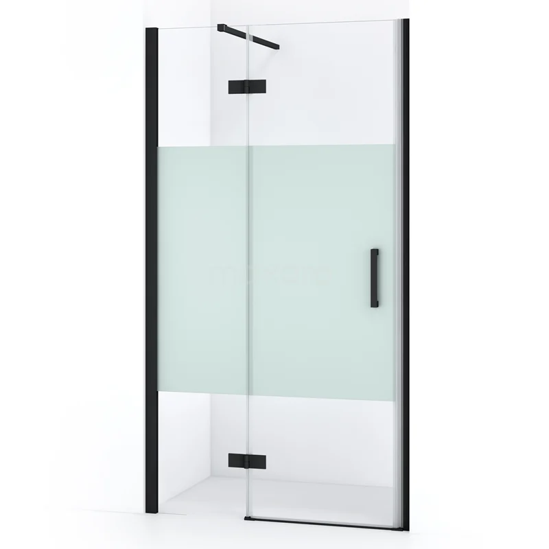 Diamond Shower door | 90 cm Matte black Clear with matt strip Pivot door DDB21362113MB