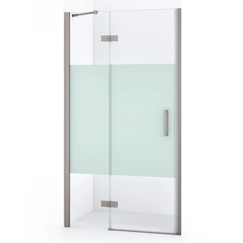 Diamond Shower door | 90 cm Stainless steel Clear with matt strip Pivot door DDB21362213BR
