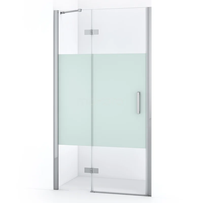 Diamond Shower door | 90 cm Chrome Clear with matt strip Pivot door DDB21362213C