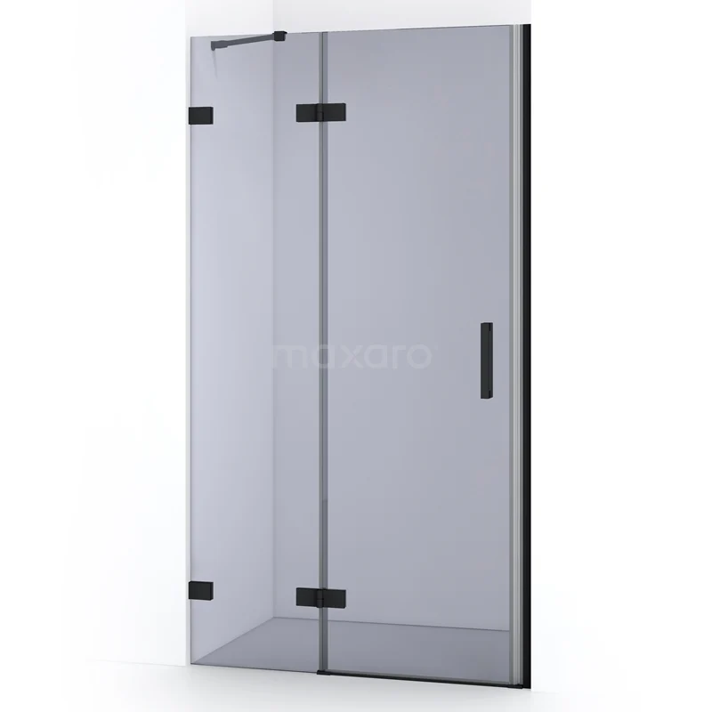 Diamond Shower door | 100 cm Matte black Smoke glass Pivot door DDB21462221MB