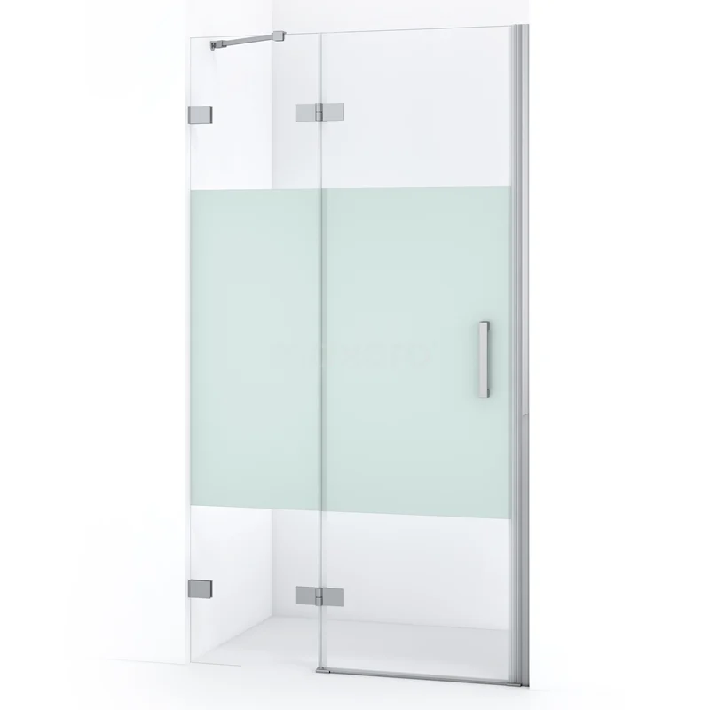 Diamond Shower door | 100 cm Chrome Clear with matt strip Pivot door DDB21462223C