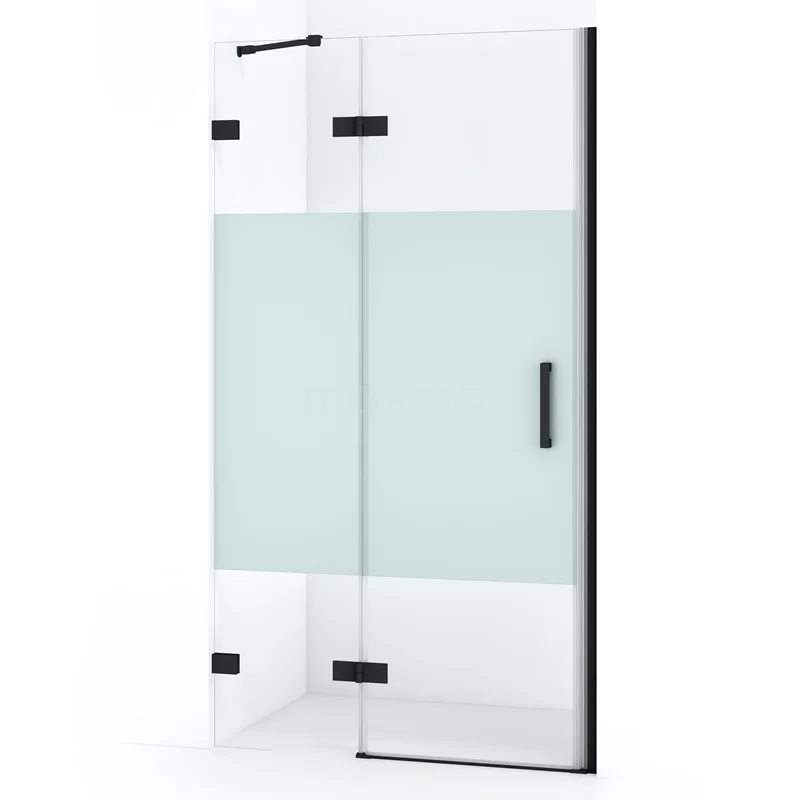 Diamond Shower door | 100 cm Matte black Clear with matt strip Pivot door DDB21462223MB