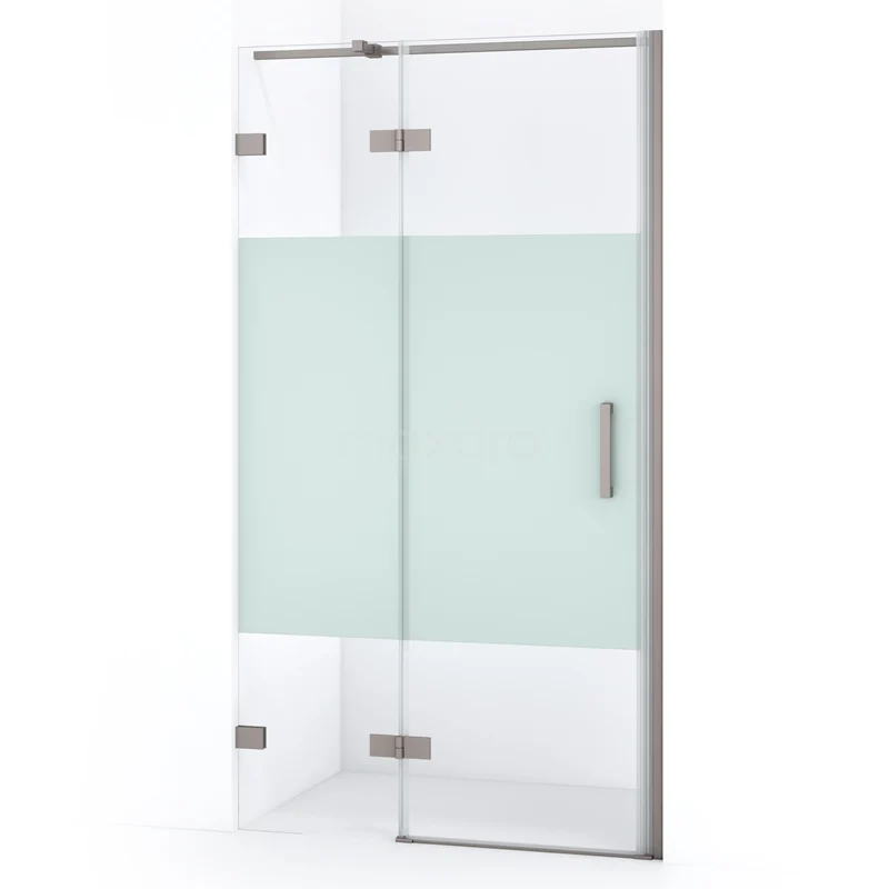 Diamond Shower door | 100 cm Stainless steel Clear with matt strip Pivot door DDB21462323BR