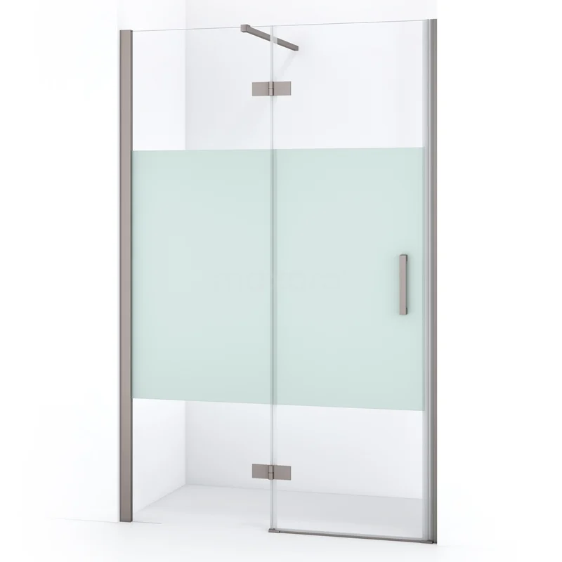 Diamond Shower door | 110 cm Stainless steel Clear with matt strip Pivot door DDB21651113BR