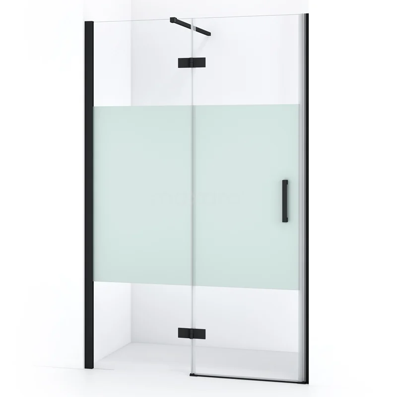 Diamond Shower door | 110 cm Matte black Clear with matt strip Pivot door DDB21651113MB