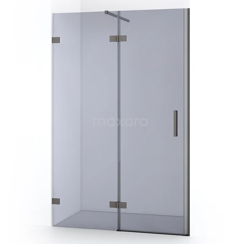 Diamond Shower door | 120 cm Black metal Smoke glass Pivot door DDB21661121ZM