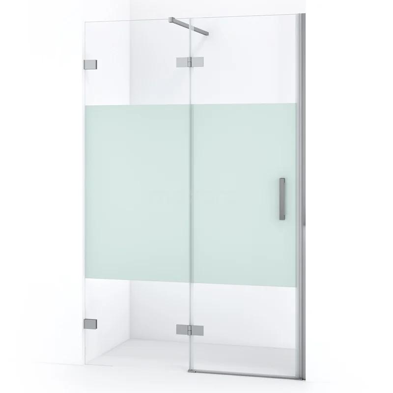 Duschtür Diamond 110cm aus klarem Sicherheitsglas mit mattem Streifen Chrom DDB21651123C Glas Duschwand mit matter Streifen, klarem Sicherheitsglas, Drehtür und chromierten Scharnieren, perfekt für ein modernes Badezimmer.