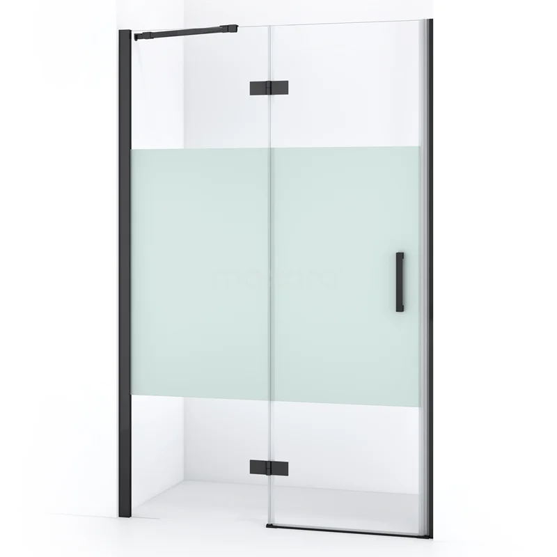 Diamond Shower door | 120 cm Black chrome Clear with matt strip Pivot door DDB21661213BCN