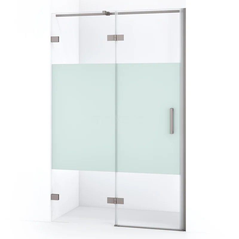 Diamond Shower door | 120 cm Stainless steel Clear with matt strip Pivot door DDB21661323BR