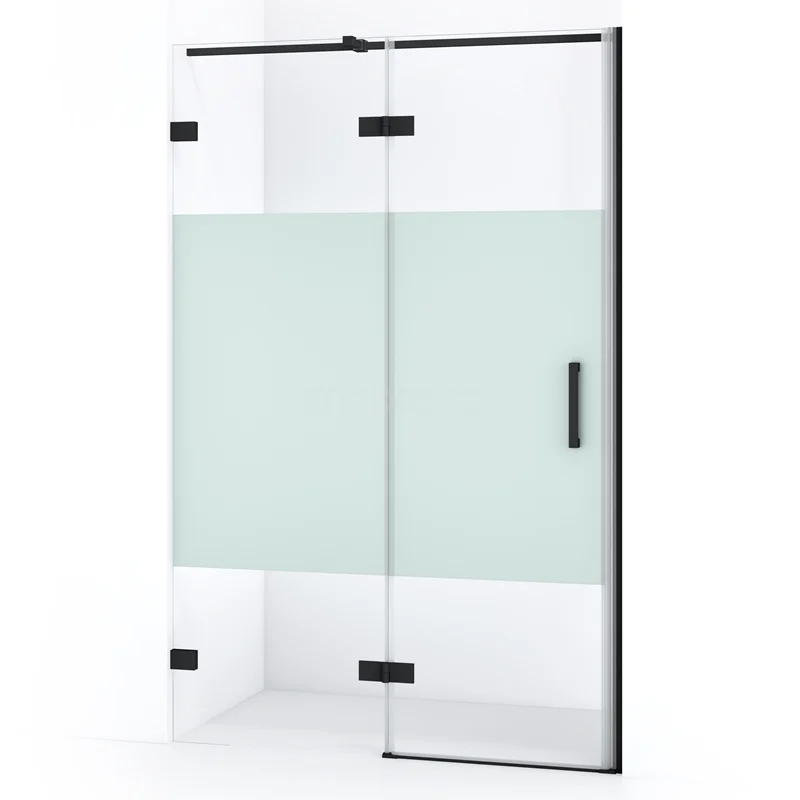 Diamond Shower door | 110 cm Matte black Clear with matt strip Pivot door DDB21651323MB