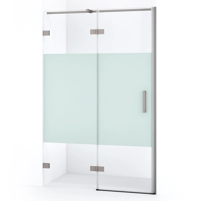 Diamond Shower door | 110 cm Black metal Clear with matt strip Pivot door DDB21651323ZM