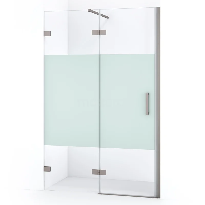 Diamond Shower door | 110 cm Stainless steel Clear with matt strip Pivot door DDB21652123BR
