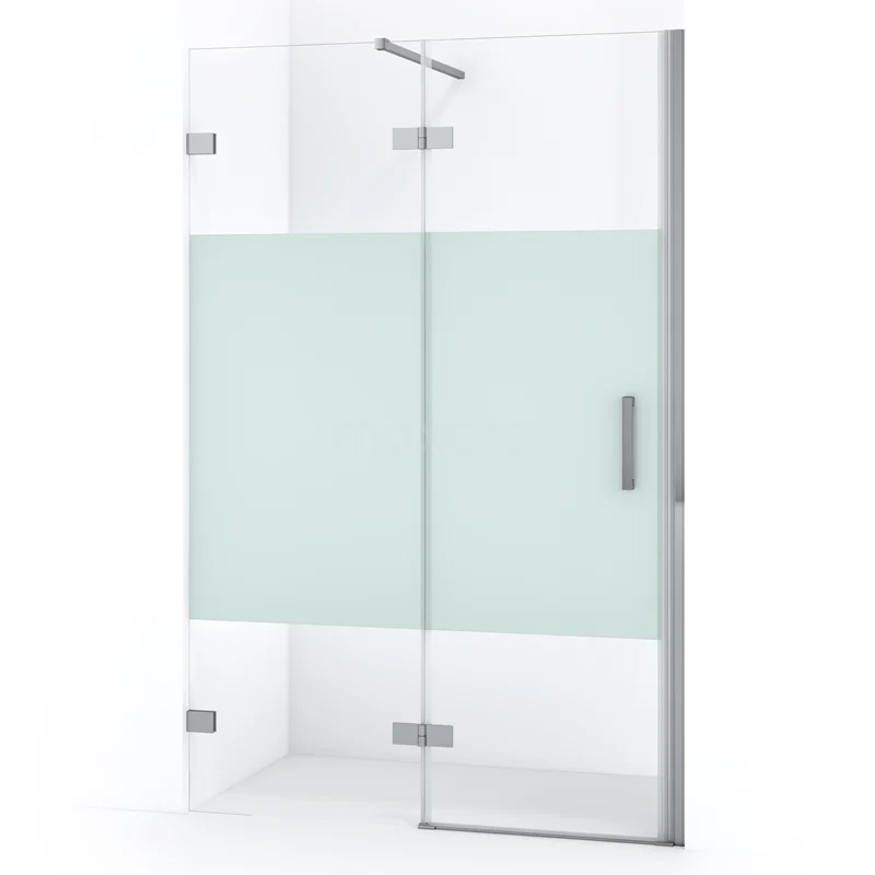 Diamond Shower door | 120 cm Chrome Clear with matt strip Pivot door DDB21662123C