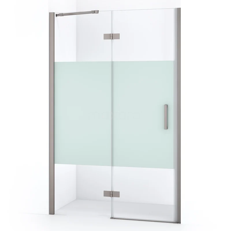 Diamond Shower door | 110 cm Stainless steel Clear with matt strip Pivot door DDB21652213BR