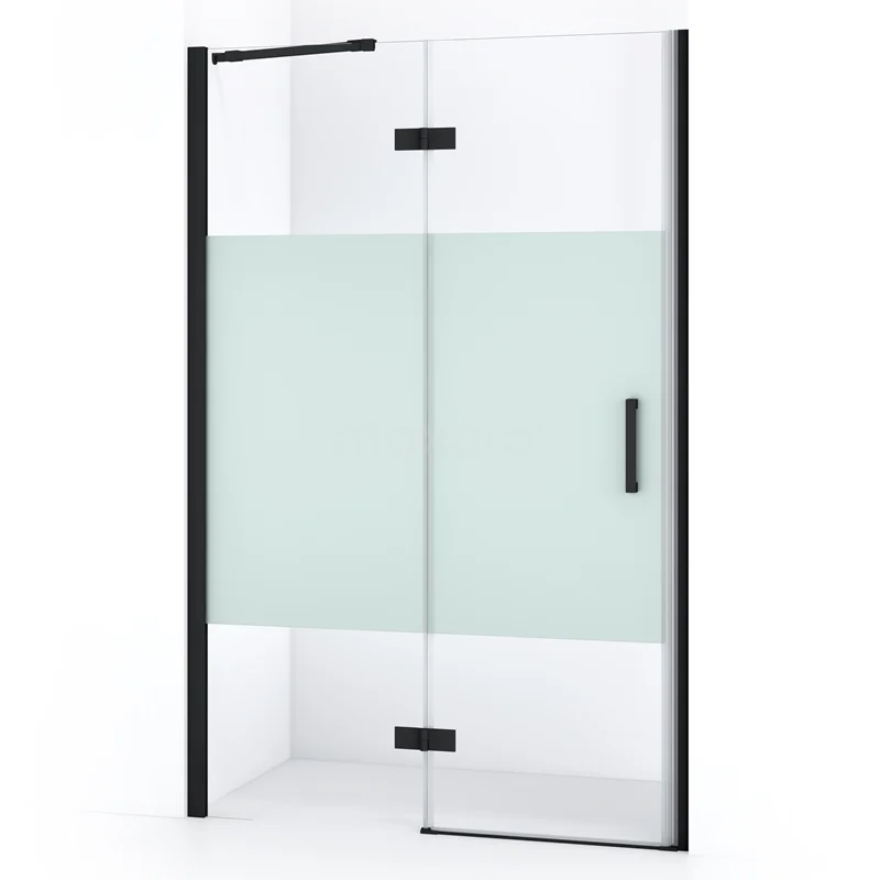 Diamond Shower door | 110 cm Matte black Clear with matt strip Pivot door DDB21652213MB