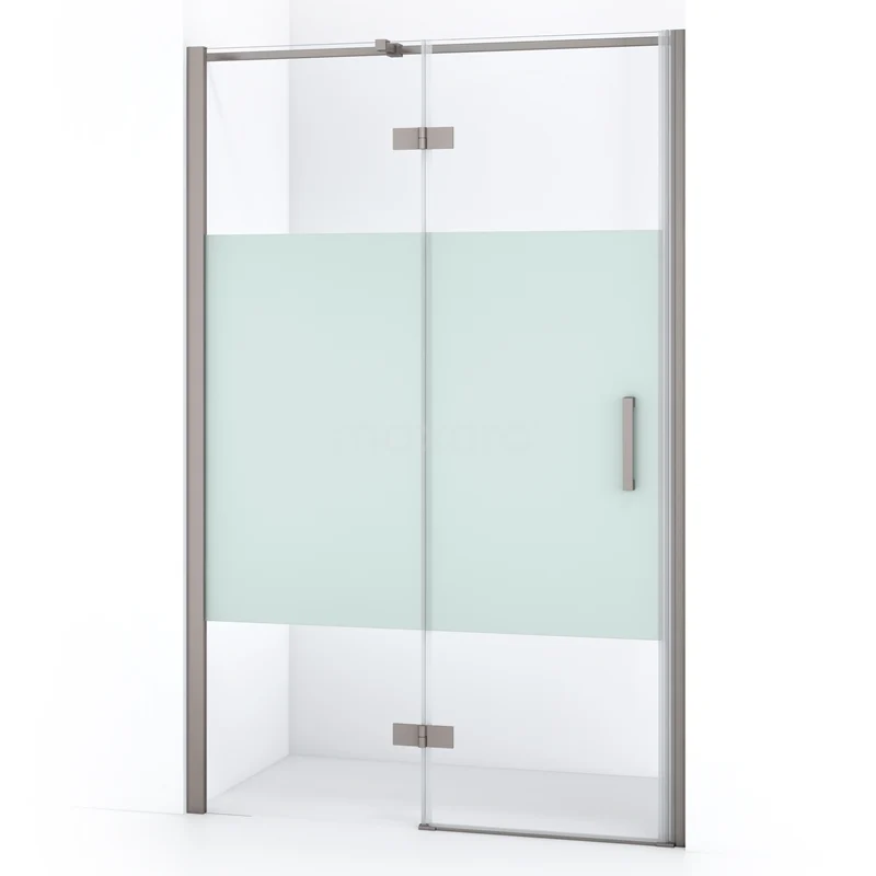 Diamond Shower door | 120 cm Stainless steel Clear with matt strip Pivot door DDB21662313BR
