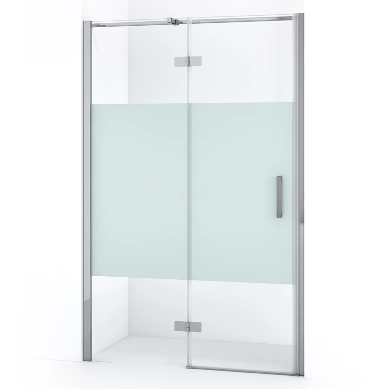 Diamond Shower door | 120 cm Chrome Clear with matt strip Pivot door DDB21662313C