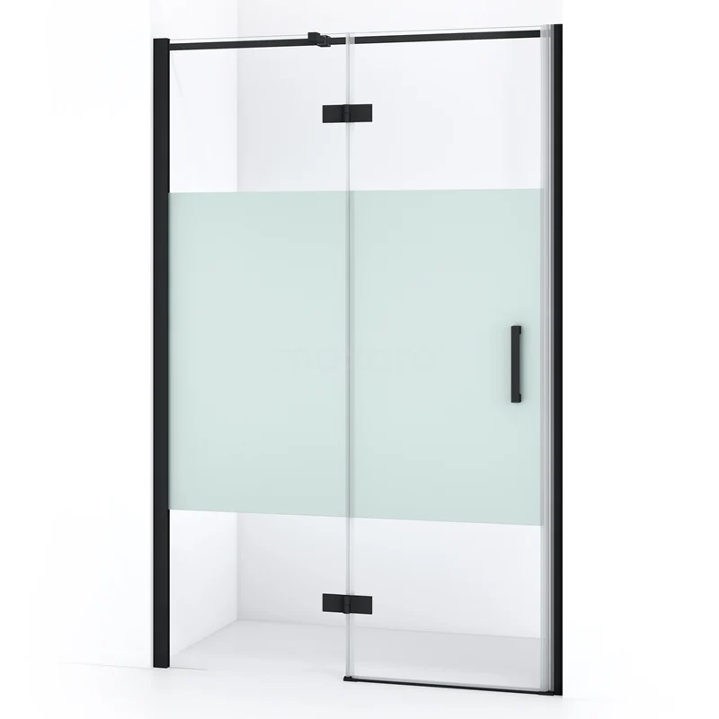 Diamond Shower door | 120 cm Matte black Clear with matt strip Pivot door DDB21662313MB