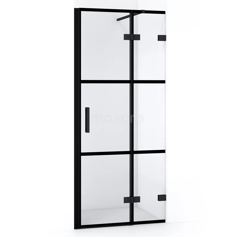 Duschtür Diamond 80cm aus klarem Sicherheitsglas mit schwarzen Streifen Matt Schwarz DDB22351128MB Schwarze industrielle Duschtür mit Klarglas und Matt Schwarz Rahmen, perfekt für einen modernen Badezimmerstil.