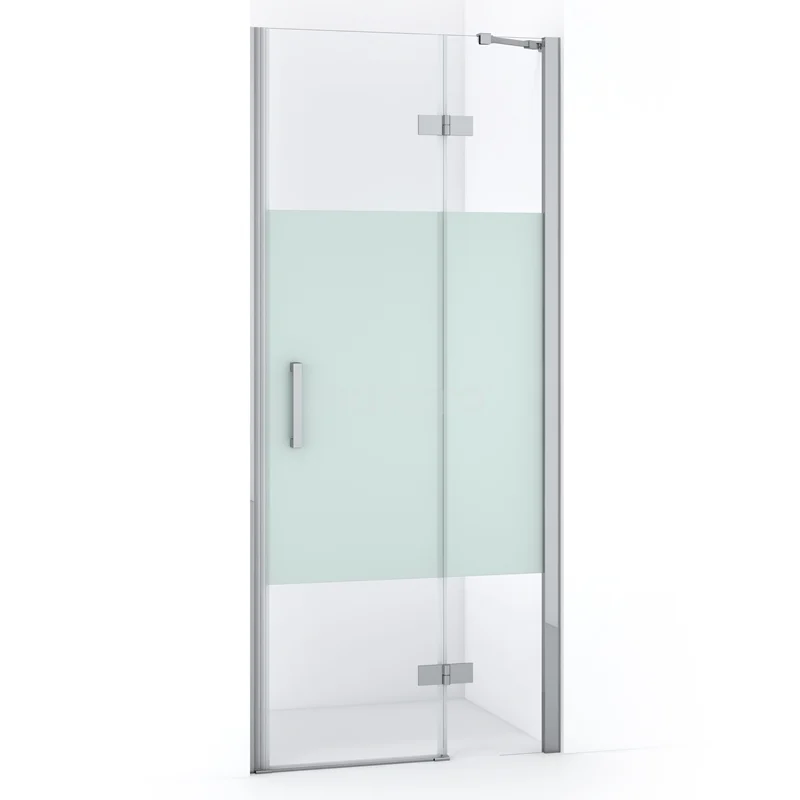 Diamond Shower door | 80 cm Chrome Clear with matt strip Pivot door DDB22351213C