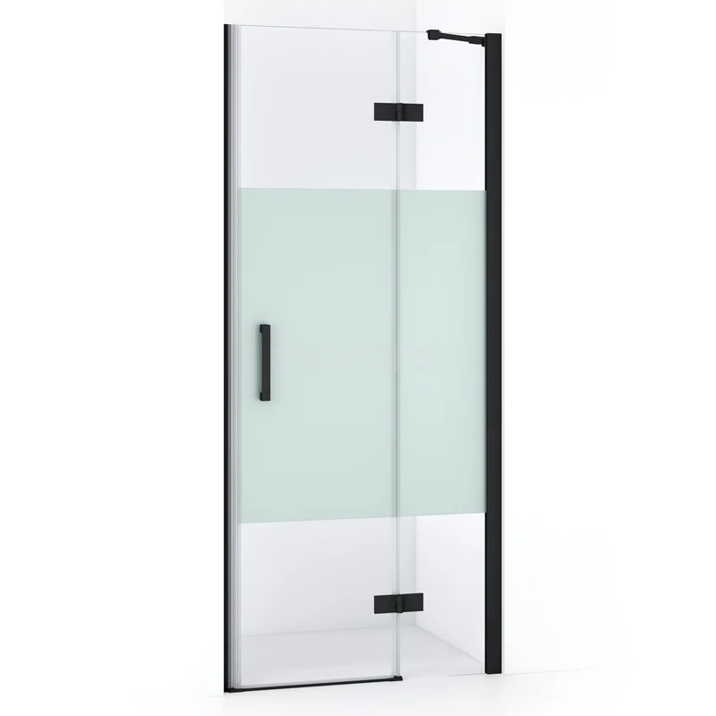 Diamond Shower door | 80 cm Matte black Clear with matt strip Pivot door DDB22351213MB