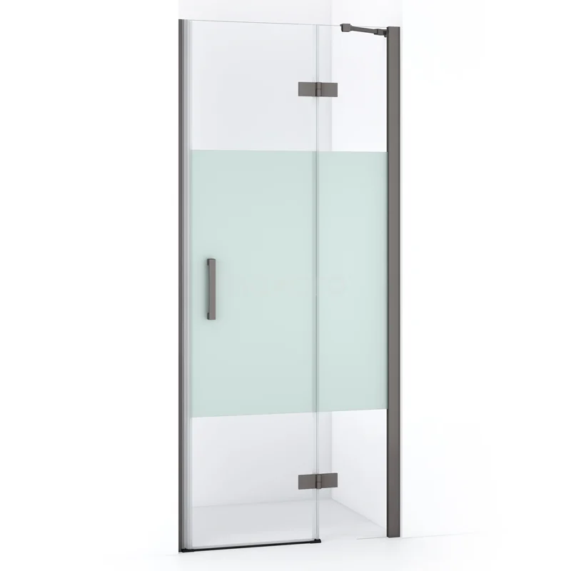 Diamond Shower door | 80 cm Black metal Clear with matt strip Pivot door DDB22351213ZMN