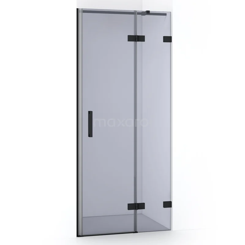 Diamond Shower door | 80 cm Matte black Smoke glass Pivot door DDB22351321MB