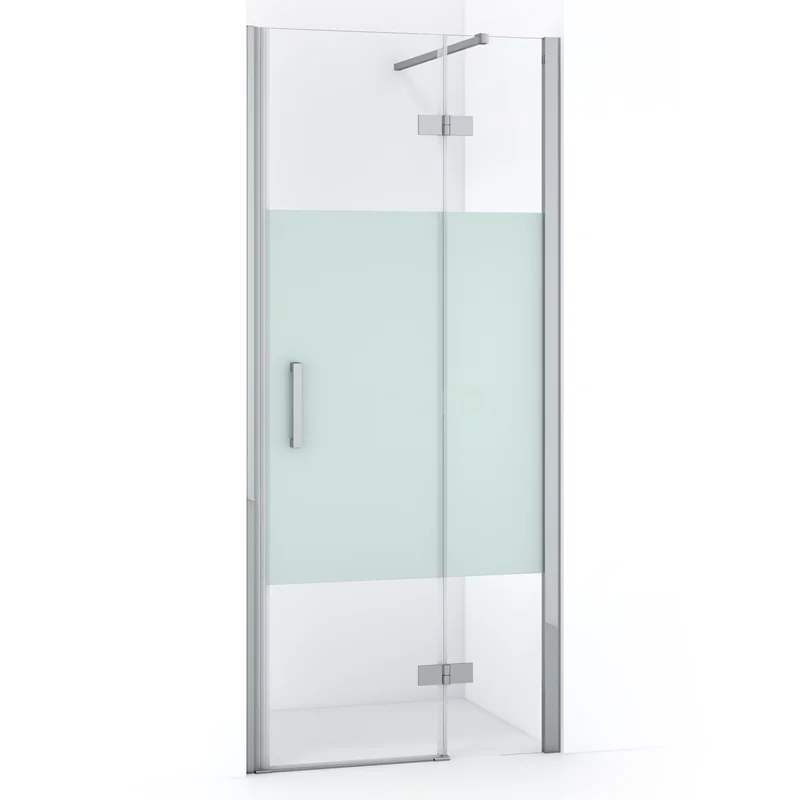 Diamond Shower door | 80 cm Chrome Clear with matt strip Pivot door DDB22352113C