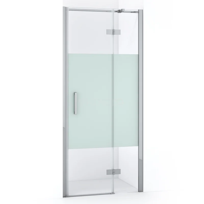 Diamond Shower door | 80 cm Chrome Clear with matt strip Pivot door DDB22352313C