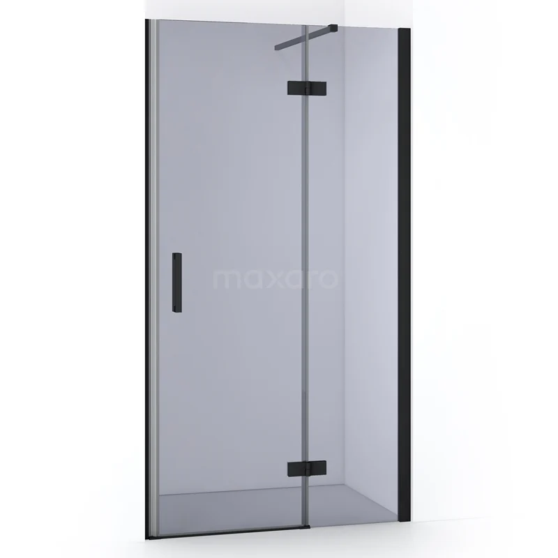 Diamond Shower door | 100 cm Matte black Smoke glass Pivot door DDB22461111MB
