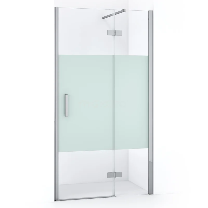 Diamond Shower door | 90 cm Chrome Clear with matt strip Pivot door DDB22361113C
