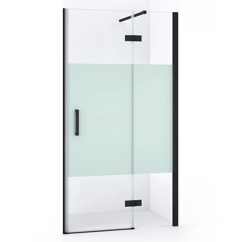 Duschtür Diamond 90cm aus klarem Sicherheitsglas mit mattem Streifen Matt Schwarz DDB22361113MB Moderne Duschkabine aus Glas mit schwarzem Rahmen, satiniertem Glas und Schiebetür, perfekt für eine stilvolle Badezimmer Einrichtung.