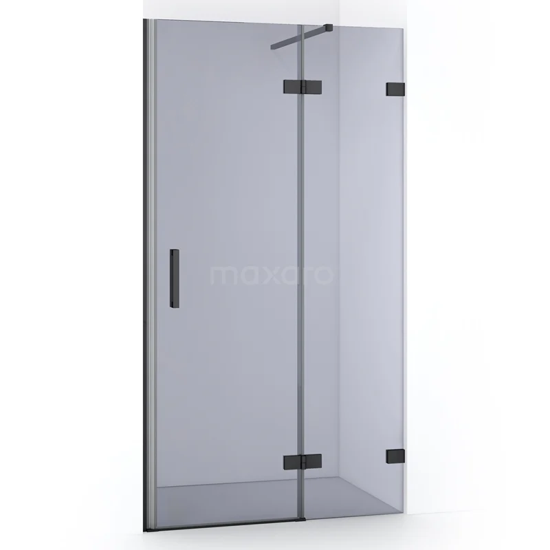 Diamond Shower door | 100 cm Black chrome Smoke glass Pivot door DDB22461121BC